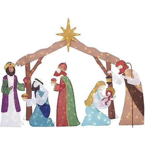 LED-Krippenbeleuchtung aus Acryl, Gartenstecker, Weihnachtsdekoration für den Außenbereich, Krippenfigur mit Jesusmotiv, Neujahrsgeschenk – Krippenserie 5