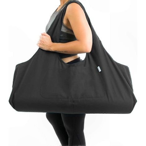 Grand sac transporteur pour tapis de yoga extra large, bandoulière résistante avec poche latérale, idéal pour rangement et accessoires (1/5)