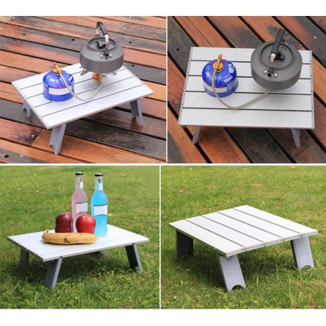 1 ensemble de table pliante d'extérieur en alliage d'aluminium, table pliante portable, mini table à manger, table de pique-nique, table pour ordinateur portable en aluminium (1/5)