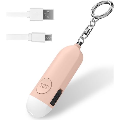 Sirène Personnelle Alarme Sirène de Sécurité Personnelle Rechargeable Sirène 130 DB Alarme de Sécurité de Panique Approuvée par la Police avec Lumière LED, Porte clés d'auto défense (1/5)