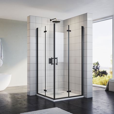 SIRHONA Cabine de douche pliante Cabine de douche d'angle Verre trempé 6MM, charnière en alliage, Nano autonettoyantt (800x800mm) (1/5)