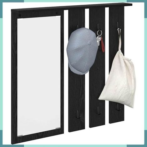 874492 Porte-manteau mural avec étagère Chêne noir 84 x 10 x 80 cm (1/5)