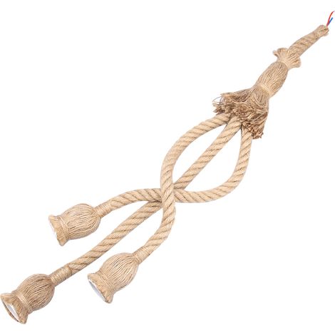 Douille de lampe rétro style campagnard américain E27 en corde de chanvre, 1,5 m, 85-265 V (1/5)