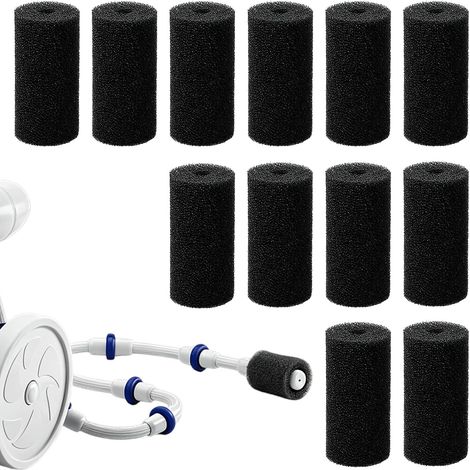 Pack of 12 Pool Robot Tail Foams High Density Replacement Sleeve for Broom Cleaner, Inner Diameter 14 mm, for 180, 280, 360, Sport, Black (1/5)