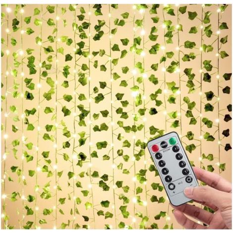10 m Guirlande Lierre Artificiel, 100 LED Lumineuse à Piles, Décoration Intérieure pour Chambre et Salon (1/4)
