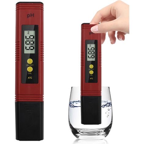 Testeur de pH numérique haute précision 0.01 - Mesure portable eau hydroponie, aquarium, piscine, potable - Qualité professionnelle (Rouge) (1/5)