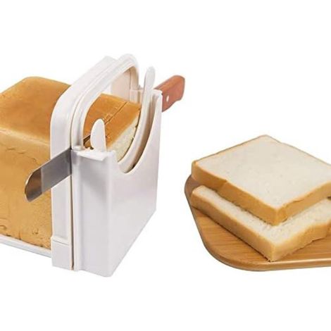 Trancheuse réglable pour pain maison, toasts, bagels et sandwichs, offrant une coupe uniforme et un rangement compact.-AquaForge (1/5)