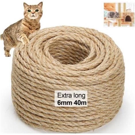 Corde en Sisal Naturelle - Accessoire pour Chat - 6mm - 40m - Durable - Écologique (1/4)