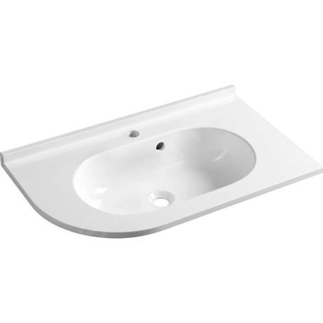 Sapho Pulse - Vasque d’angle 75x45 cm, avec trop-plein, trou pour robinetterie, droit, blanc BM658 (1/5)