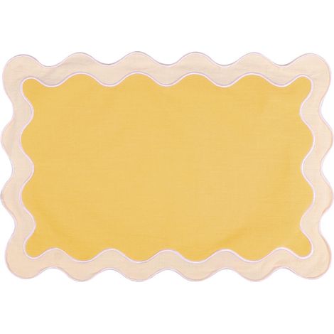 Set bestehend aus 1 Platzset aus Baumwolle, 40 x 50 cm, fleckenabweisend und waschbar, mit Boho-Bogenstickerei, gewebte Tischdekoration