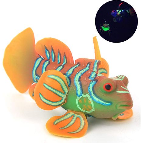 Décoration de paysage de poisson-grenouille de simulation lumineuse en silicone sans danger pour aquarium (ve (1/5)