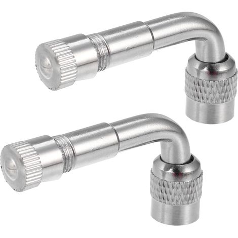 Set mit 2 90-Grad-Reifenventilverlängerungen aus vernickeltem Kupfer für Autos, LKWs, Motorräder, Fahrräder und Roller