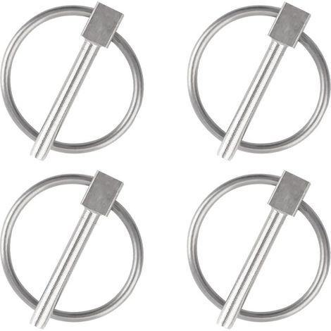 Goupille de sécurité, 4PCS Dia 4mm Acier inoxydable Goupille de sécurité ronde Goupille de verrouillage de remorque Goupille de fixation de Lynch pour piste Ferme Pelouse (1/5)