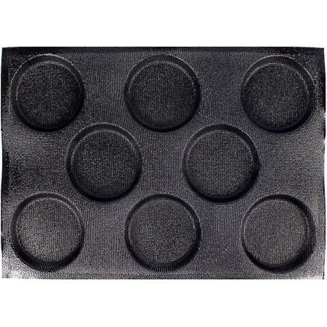 Moule à pain à hamburger en silicone, 8 cavités, antiadhésif, pour petits pains, gâteaux et éclairs. (1/5)