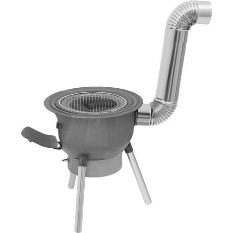 Poêle à bois, construction en acier durable, capacité de charge de 220 lbs, gris (1/2)