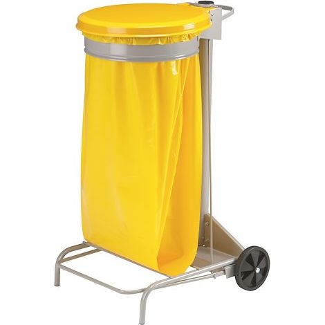 Support de sacs poubelles roulant 110 litres Rossignol à pédale jaune