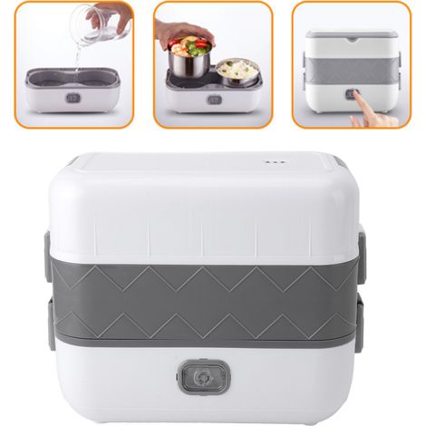 [Fiambrera eléctrica portátil] + [Modelo de 200 W] + [Calentamiento rápido y apagado automático con 4 recipientes de acero inoxidable para el trabajo/viajes] (1/5)