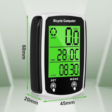 Compteur vélo LCD rétroéclairé 19 fonctions, étanche IP65, démarrage/arrêt auto, pour VTT et Compteur vélo LCD rétroéclairé 19 fonctions, étanche IP65, démarrage/arrêt auto, pour VTT et
