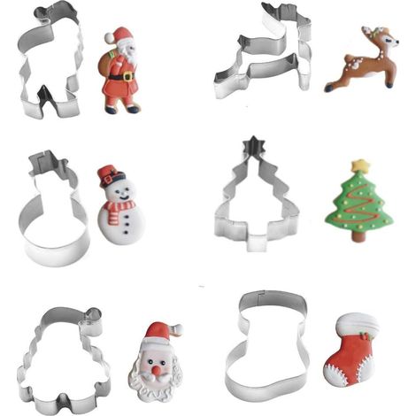 Emporte-pièces - Acier Inoxydable - 6 Formes de Noël - Pour Pâte à Sucre, Biscuits et Décorations Pâtissières - Lot de 1 (1/5)