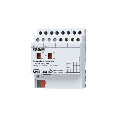 Jung Attuatore di commutazione KNX 2 volte, REG, 4 TE 2302.16 REGHM