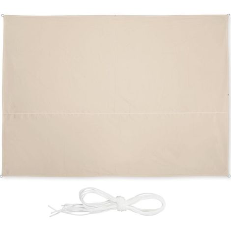 Voile d'ombrage rectangulaire 2,5 x 3,5 m Imperméable et anti-UV 30+ Fixation rapide avec tendeurs Beige (1/5)