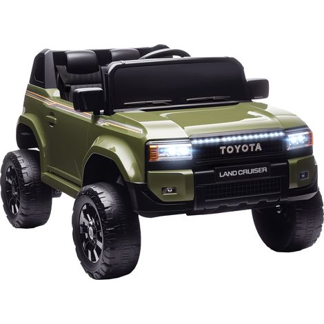Voiture électrique enfant 12V avec télécommande, phares LED et musique verte 3-8 ans
