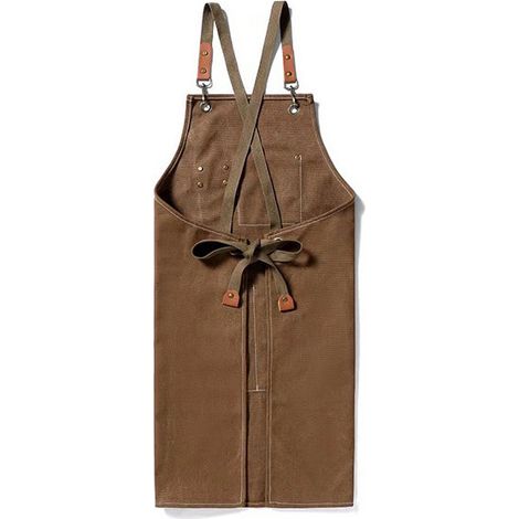 Dicke, wasserdichte Canvas-Schürze, ideal für Gartenarbeit, Cafés, Friseursalons, Teestuben und Ateliers Jeansschürze in Kamelfarbe. (1/5)