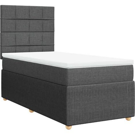 Cadre de lit en tissu, matelas inclus, gris foncé, 80 x 200 cm (1/5)