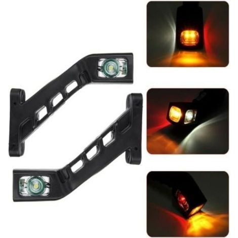 Lot de Feux de Gabarit Côté Gauche et Côté Droit 12/24V Tricolore à LED Rouge Blanc Orange pour Remorque Camion Camionnette Fourgon (1/4)