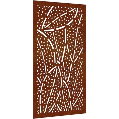 Décoration murale de jardin, 105 x 55 cm, motif de lame en acier Corten (1/5)
