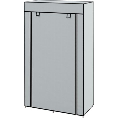 Armoire tissu 1 porte-linge 2 tiroirs gris 83 x 42,5 x 162,5 cm