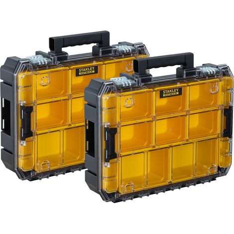 Stanley – Organisateur PRO-STACK Duo-Pack avec tiroirs coulissants – Dimensions 44x33,7x11,9 cm – Capacité 20 kg – Connectivité personnalisable