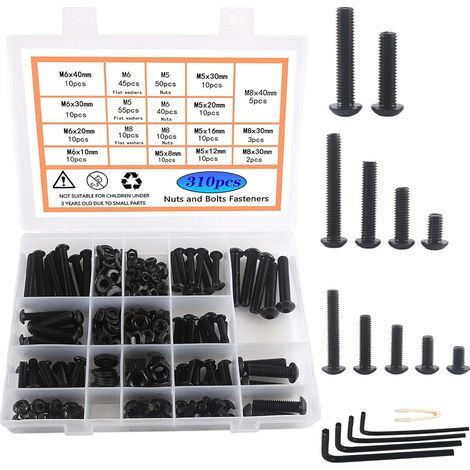 310 Boulon, M5 M6 M8, Acier Au Carbone, Écrou, Tête Hexagonale, Kit Bricolage (1/5)