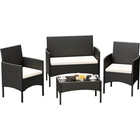 Salotto Da Esterno In Rattan 2 Poltrone 1 Divano 1 Tavolo Giardino Esterno Con Cuscini Terrazzo Patio Salotto Relax Primavera Estate Mobili Estivi 4 Posti Tavolo Ripiano In Vetro (1/5)