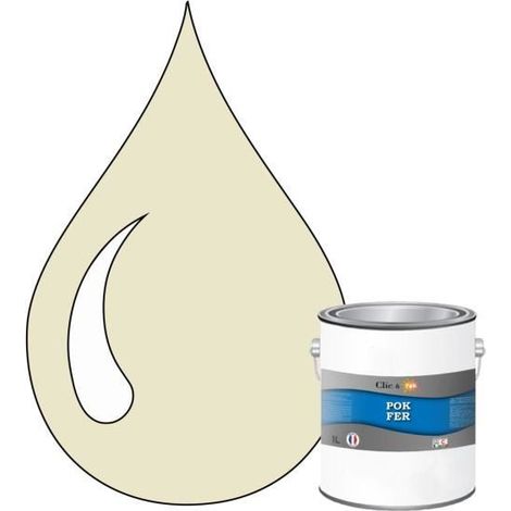 Peinture - POK - Fer Antirouille - Glycérophtalique - 1L - Blanc perlé (1/4)