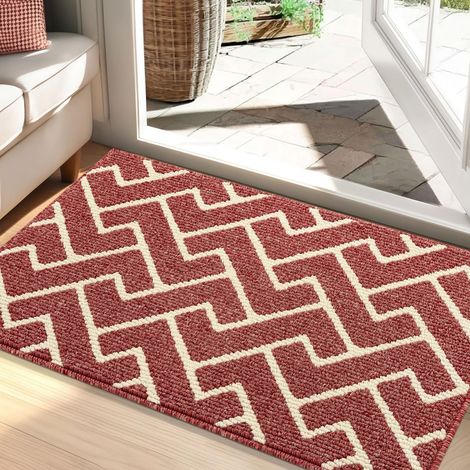 Paillasson Intérieur Tapis 60x90cm Entrée Intérieur Extérieur Imperméable,Antidérapant,Absorbant,Tapis pour Entrée,Lavable,Cuisine,Salle de Bain-Rouge (1/5)