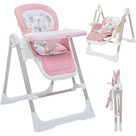 Baby Vivo 3in1 Kinderhochstuhl / Babywippe höhenverstellbar für Kinder - Lulu in Rosa