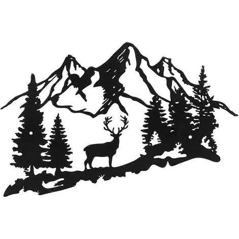 Wanddeko aus Metall: Hirschmotiv, Berg- und Waldmotiv, rustikales Zuhause