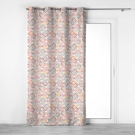 Rideau à œillets 140 x 240 cm – Coton imprimé ZOUALA – Motif graphique coloré (1/3)