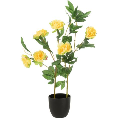 Fleur Artificielle en Pot "Pivoine" 80cm Jaune