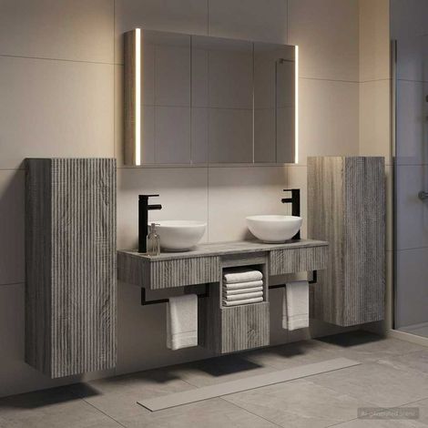 vidaXL Bathroom Furniture Set 6 pcs Grey Sonoma (1/5)