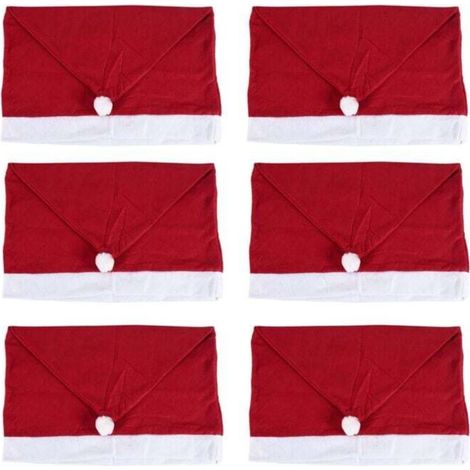 6 PièCes Housses de Chaise NoëL Chapeau PèRe pour Salle à Manger DéCorations Vacances Rouge (1/4)