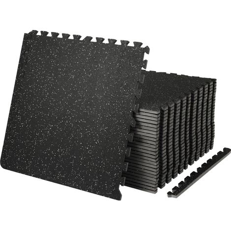 Lot de 25 tapis de sol de gym de 12,70 mm d'épaisseur, 60,96 x 60,96 cm, en mousse EVA et caoutchouc, emboîtables, couvrant une surface de 9,29 m², imperméables, pour salle de sport, maison, garage, s (1/5)