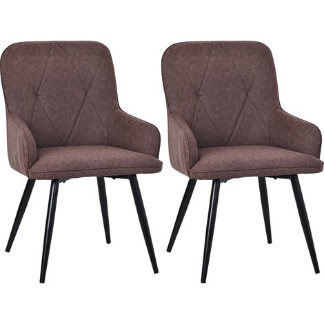Chaises salle à manger avec accoudoirs marron vintage 57x87 cm set de 2 HOMAVO (1/5)