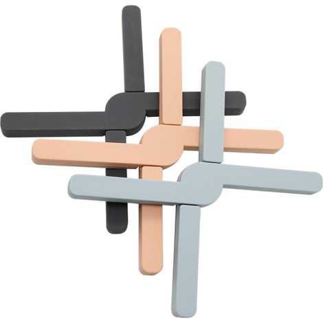 Lot de 3 dessous de plat pliables et antidérapants en silicone épais, résistants à la chaleur, extensibles et écologiques, avec une forme en croix pliable pour un gain de place optimal dans la cuisine (1/5)
