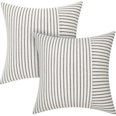 Lot De 2 Housse Coussin 40 X 40 Housse De Coussin Coton Coton Coussin Canape Rayures Coussin Déco Bohème Coussin Canape Déco Pour Canapé Salon Chambre Coussins D'extérieur 40 X 40 Gris (1/4)