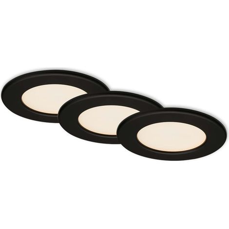LED Einbauleuchte Ultraflach 3er Set 3000K 6W IP44 schwarz Ø11,5cm Briloner