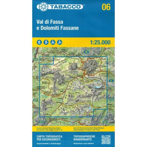 Val di Fassa e Dolomiti Fassane. Carta turistica impermeabile 06. Tabacco (1/4)
