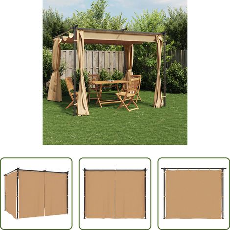 Grillabend - Pavillon mit Vorhängen 3x3 m Taupe Stahl (1/5)