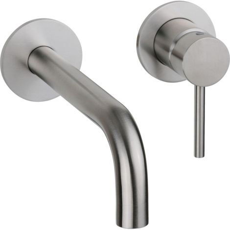 Miscelatore per lavabo a parete modello tondo in acciaio AISI 316 Pollini Jessy Steel MXLIMCMM3AS Acciaio Inox (1/3)